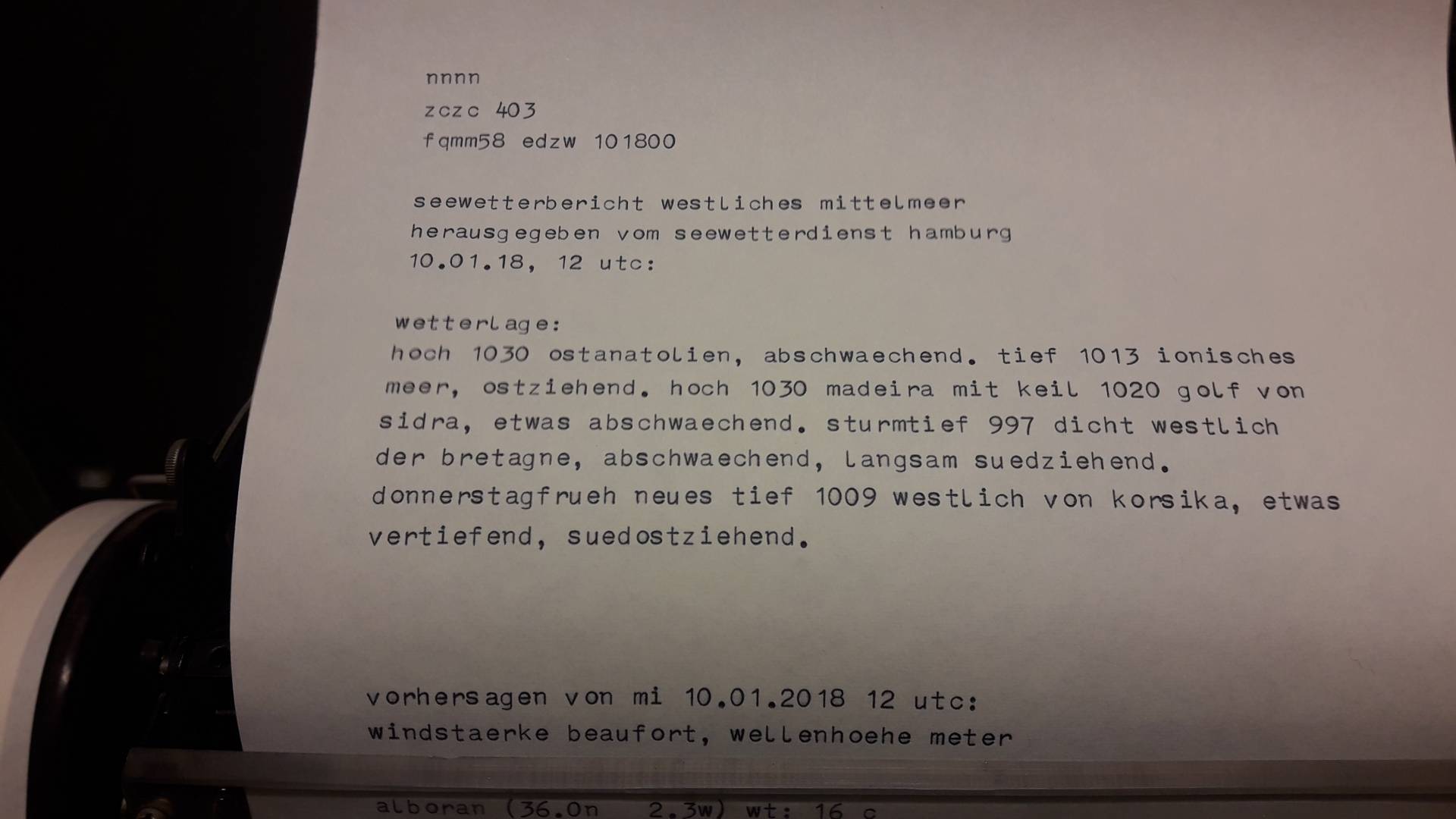 Der Seewetterbericht empfangen über Kurzwelle